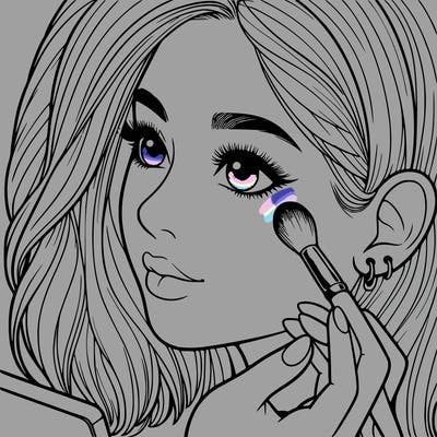 a realistic girl doing her makeup