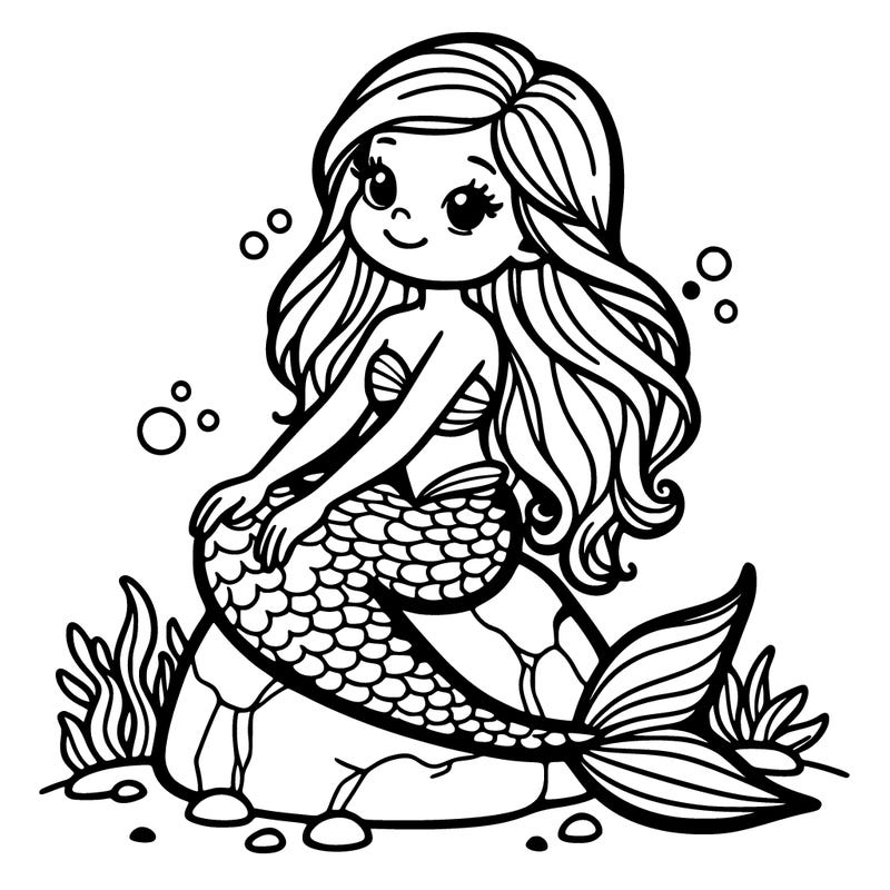 mermaid sitting on a rock