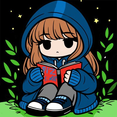 girl in oversized hoodie reading a book