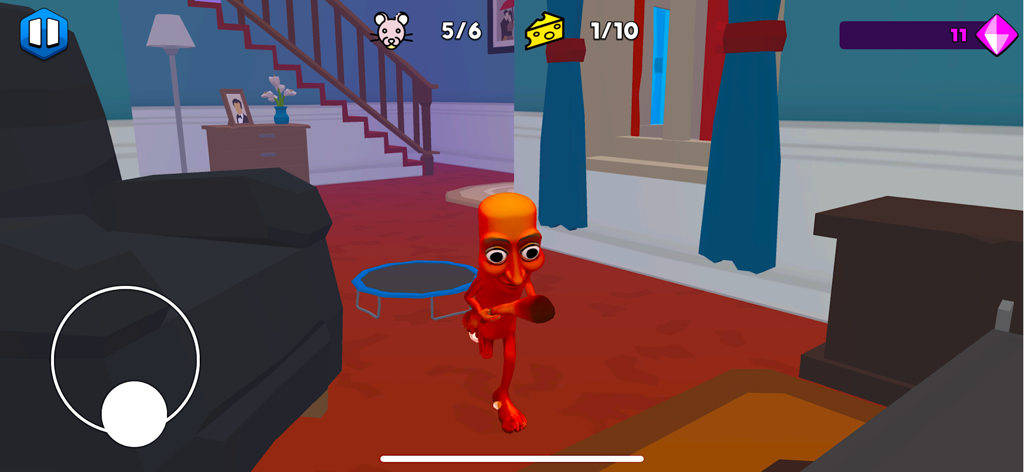 Rat Dance: Escape from Memes - Monstruo meme rojo persiguiendo jugadores en una casa en Rat Dance Escape from Memes