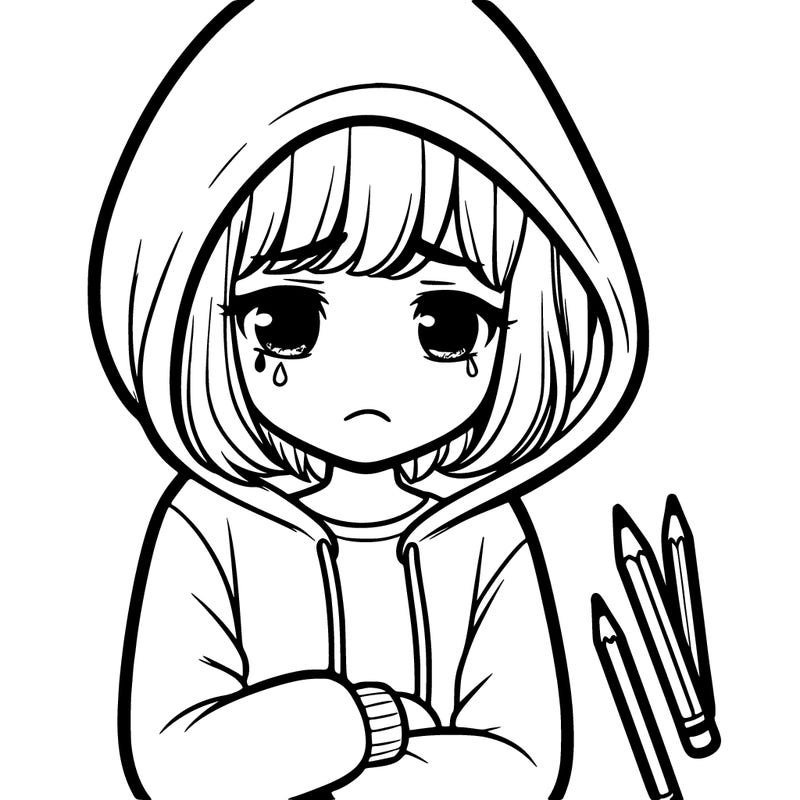 sad girl with a hoodie