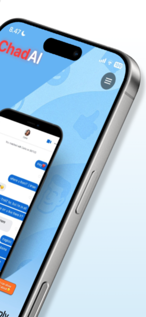 Chad.AI - Chad AI app interface showing a dating chat screenshot for AI message analysis