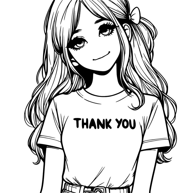 pretty realistic girl with thank you t-shirt