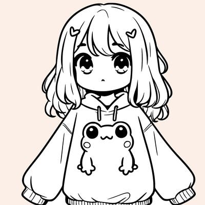 girl wearing frogging sweatshirt