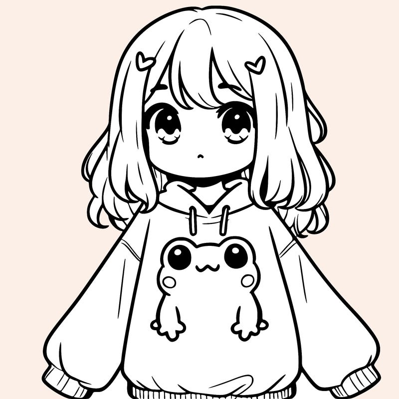 girl wearing frogging sweatshirt