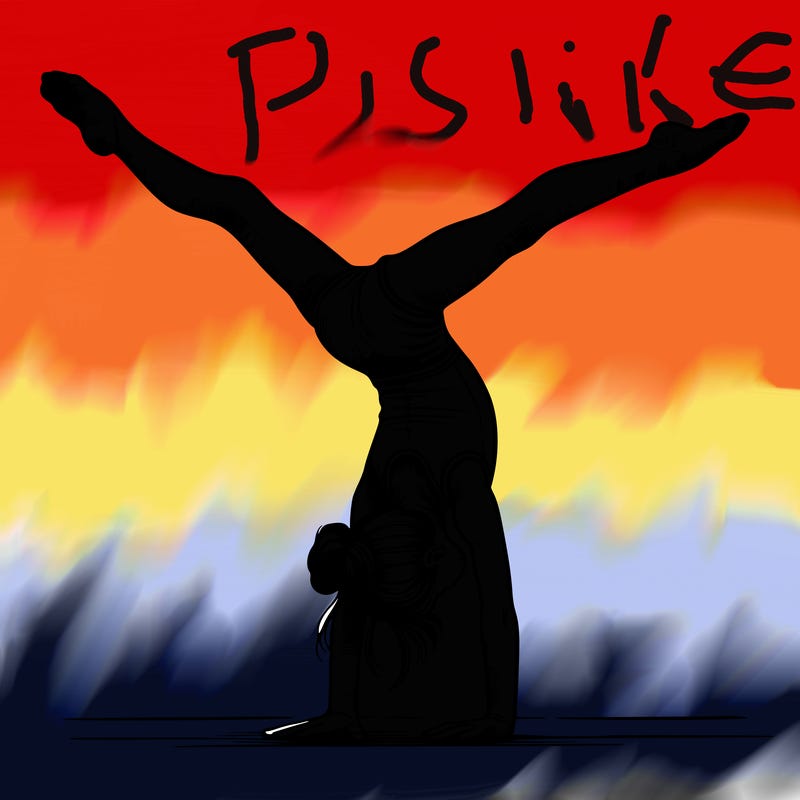 realistic gymnastic hand stand girl in four splits