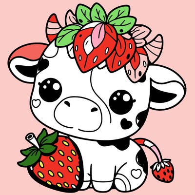 cute strawberry cow