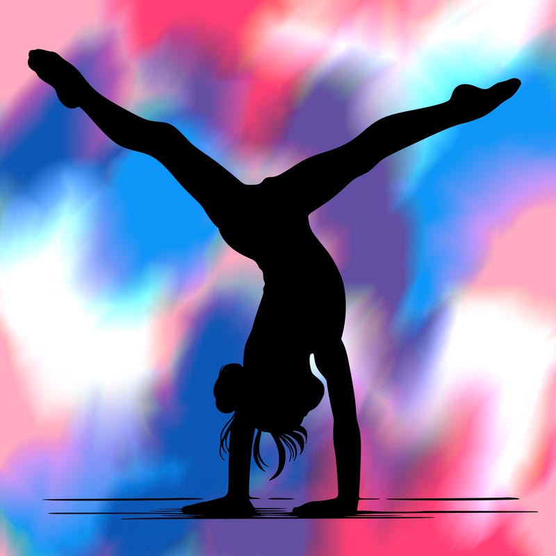 realistic gymnastic hand stand girl in four splits