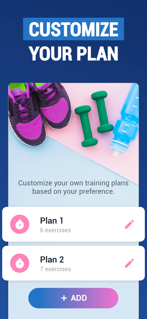 Interfaz de usuario de la aplicación Entrenamiento de Splits para personalizar planes de entrenamiento personal