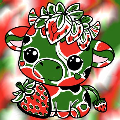 cute strawberry cow