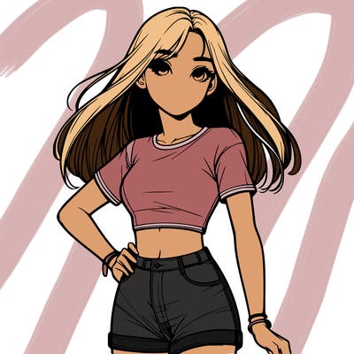 realistic girl with a crop top
