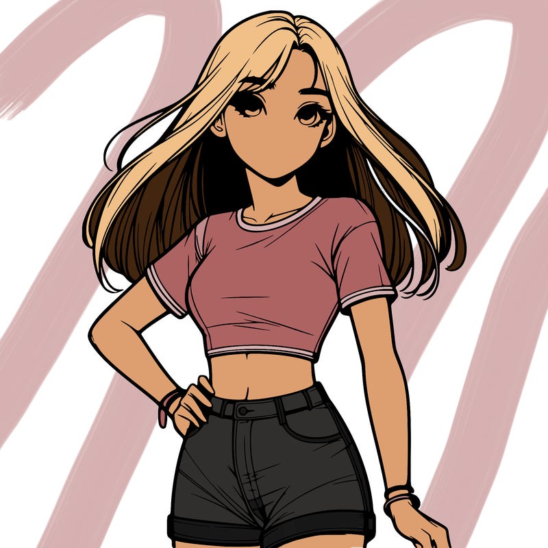 realistic girl with a crop top