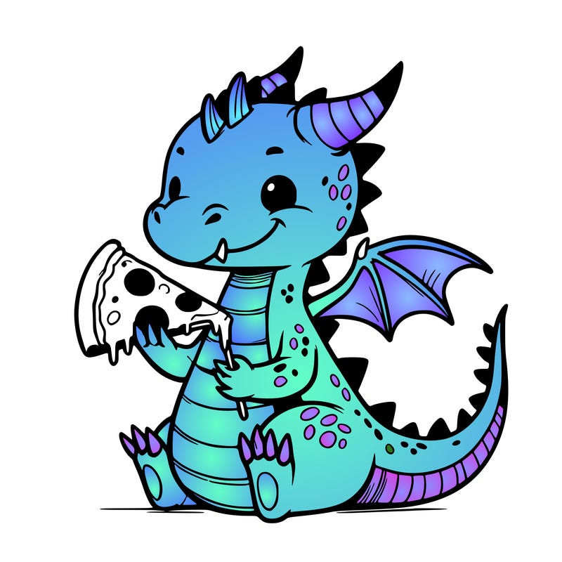 dragon with pizza