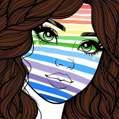beautiful realistic girl close up to the camera with wavy hair,