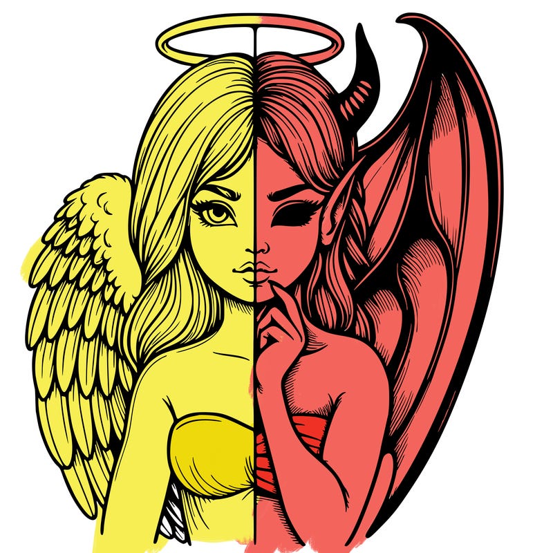 realistic angel half demon