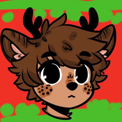 a humanoid deer with soft fluffy ears