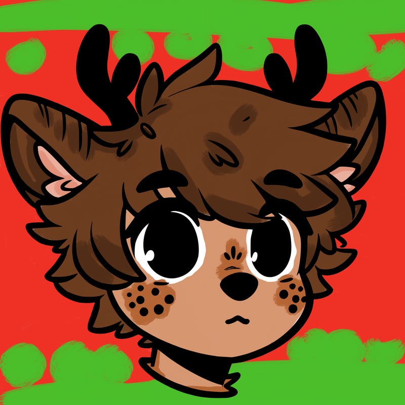 a humanoid deer with soft fluffy ears