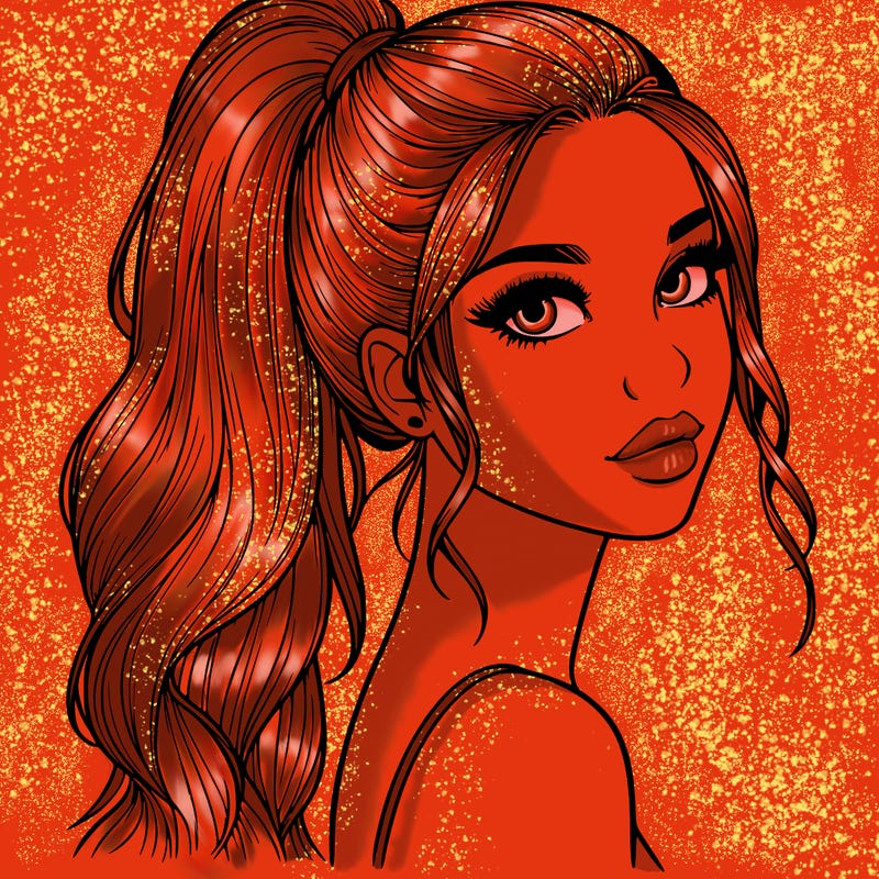 realistic pretty girl with high pony tail