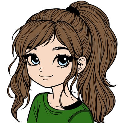 realistic girl with ponytail