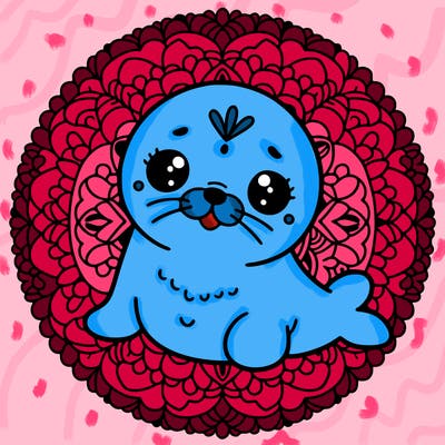 a cute baby seal mandala