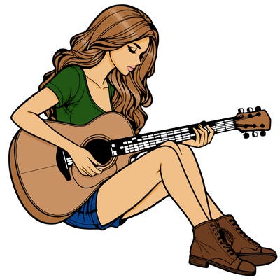realistic woman play guitar