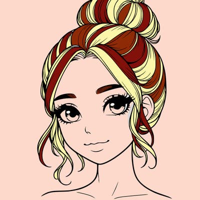 realistic pretty girl with hair in bun