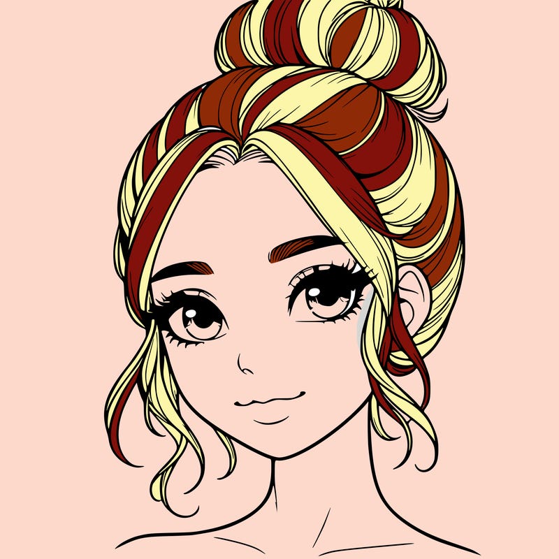 realistic pretty girl with hair in bun