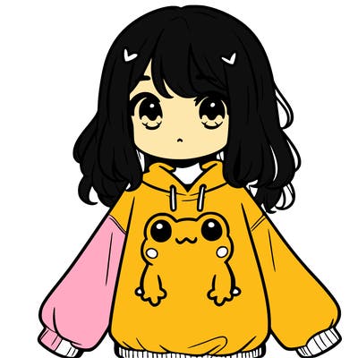 girl wearing frogging sweatshirt