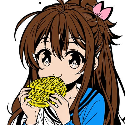 anime eating waffle