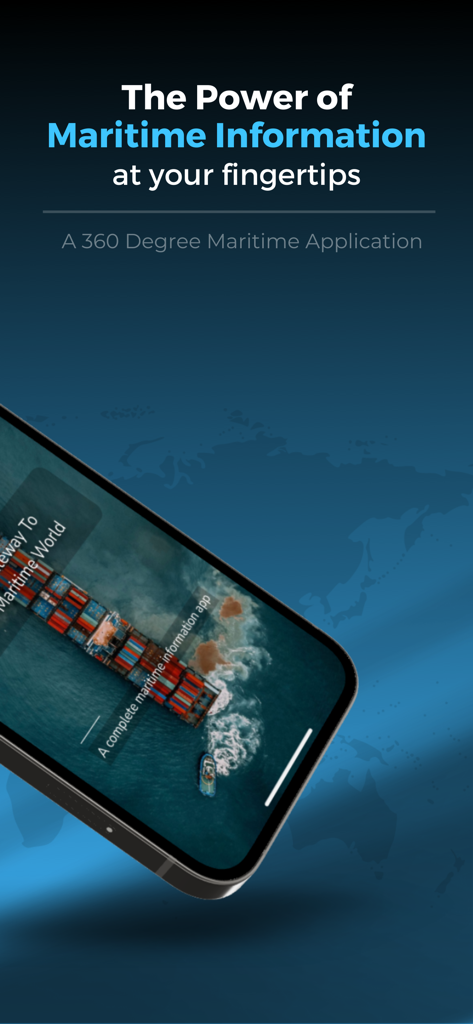 Marine Insight - Marine Insight app promotional screen showing a container ship and maritime information tagline