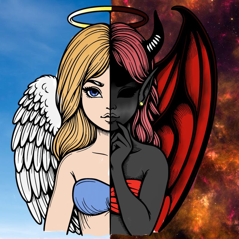 realistic angel half demon