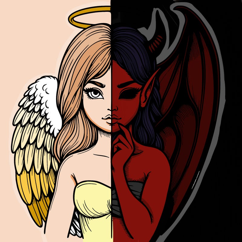 realistic angel half demon