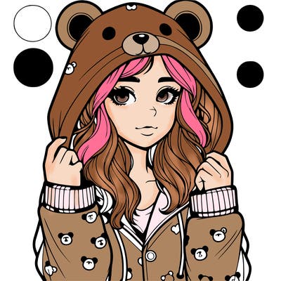 realistic girl in a animal pjs hoodie