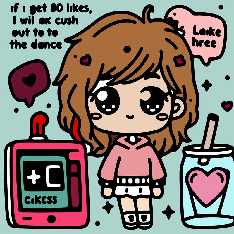 it says if i get 80likes i will ask my crush out to the dance