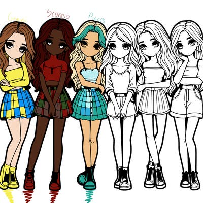 a group of girls realistic