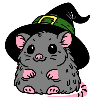 a possum wearing a witch hat
