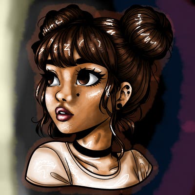 realistic girl with spacebuns