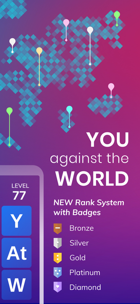 WordHero: word search game - Ranking system in WordHero word search game showing league badges from bronze to diamond.