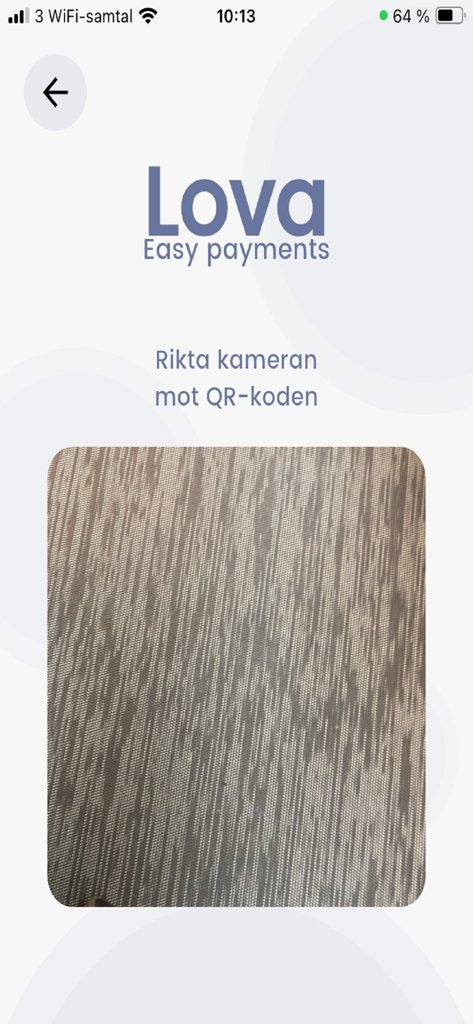 Interface do aplicativo Lova mostrando o leitor de código QR para pagamentos móveis em máquinas de venda automática