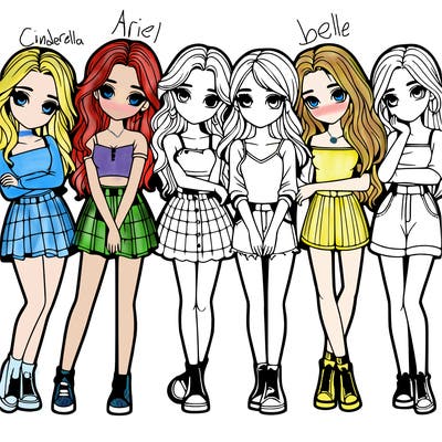 a group of girls realistic