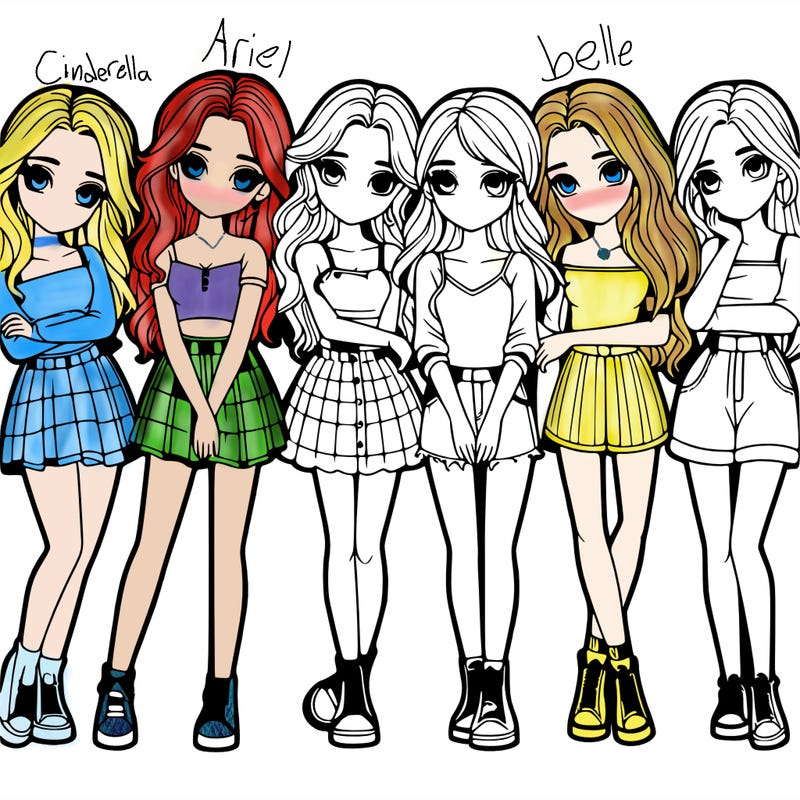 a group of girls realistic