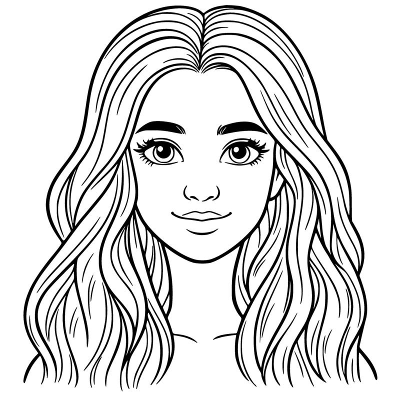 a realistic girl with long hair and a nose