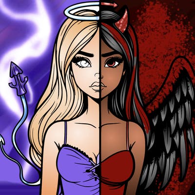 devil vs angel realistic girl