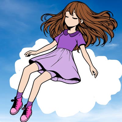 realistic girl floating