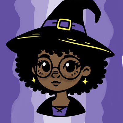 a black person who is a witch and has glasses