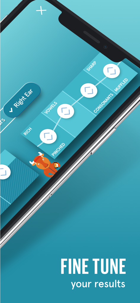 SonicCloud Personalized Sound - Smartphone screen displaying SonicCloud fine-tune controls for personalizing audio sound profiles.