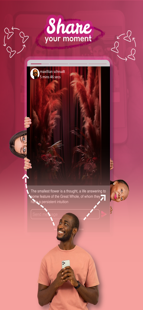 Connect App! - Un hombre sonriendo mientras usa Connect App para compartir un momento con amigos