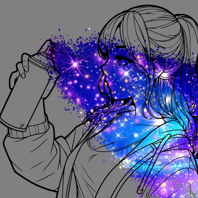 a realistic girl spray, painting