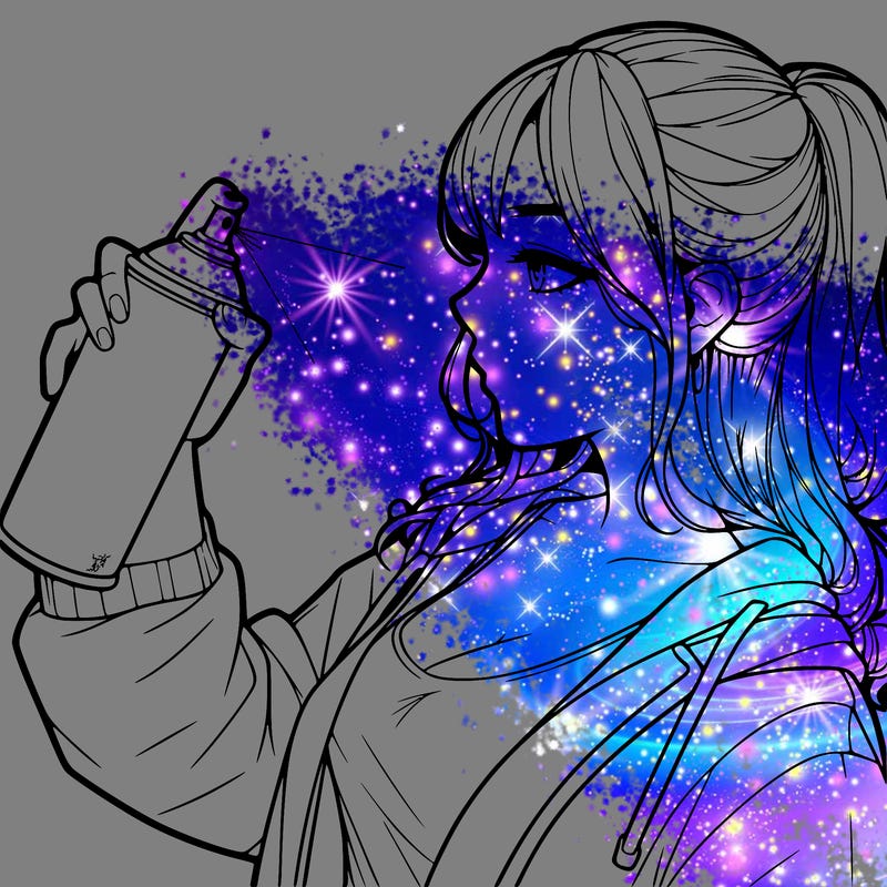 a realistic girl spray, painting