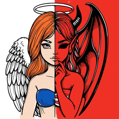 realistic angel half demon